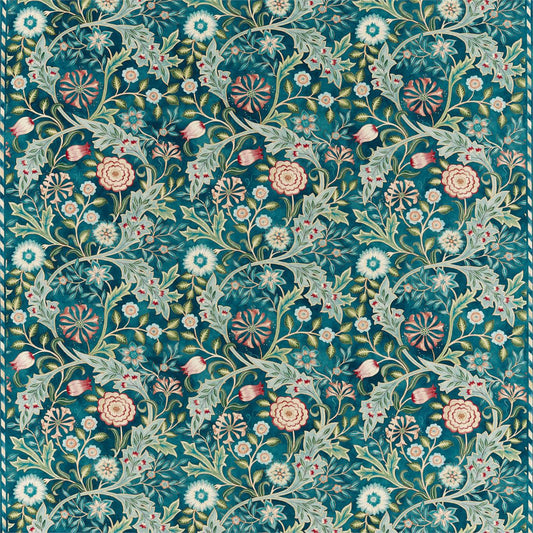 MORRIS & CO Wilhelmina Fabric Classic Floral Teal   - DM5F226604