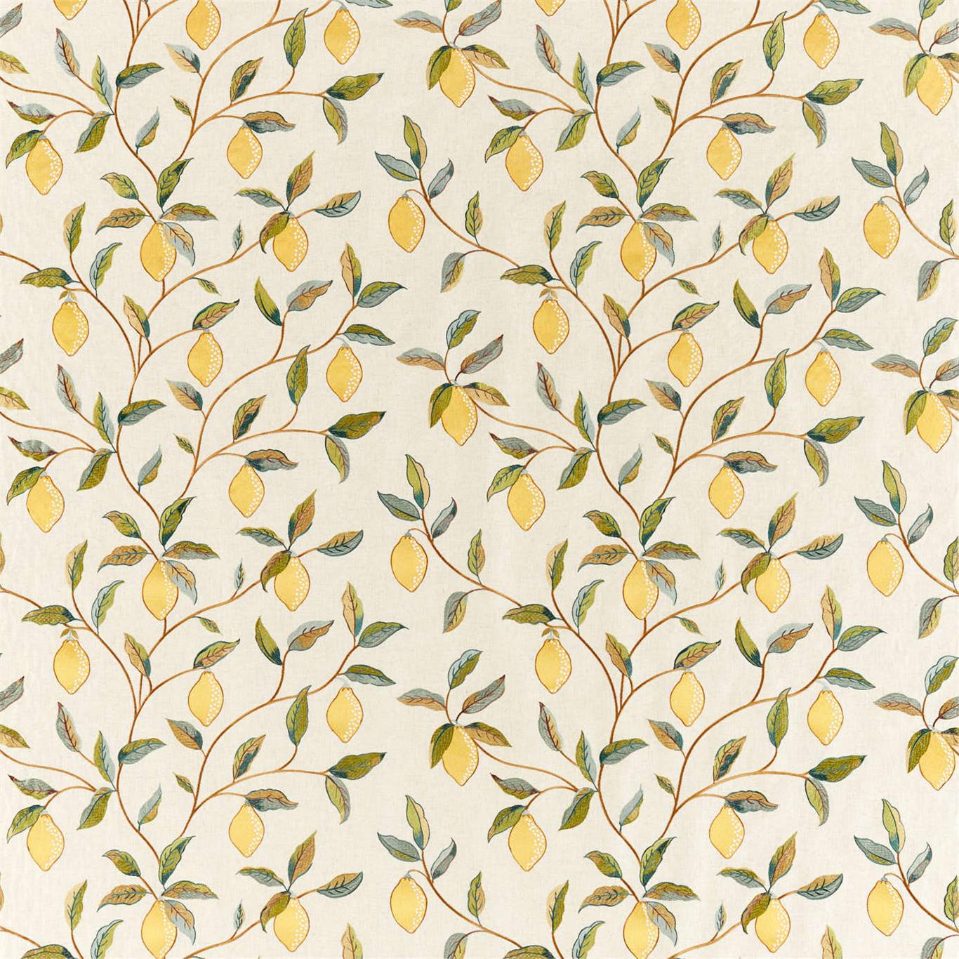 MORRIS & CO Lemon Tree Embroidery Fabric Leaves , Trees Bayleaf,Lemon   - DM5F236823