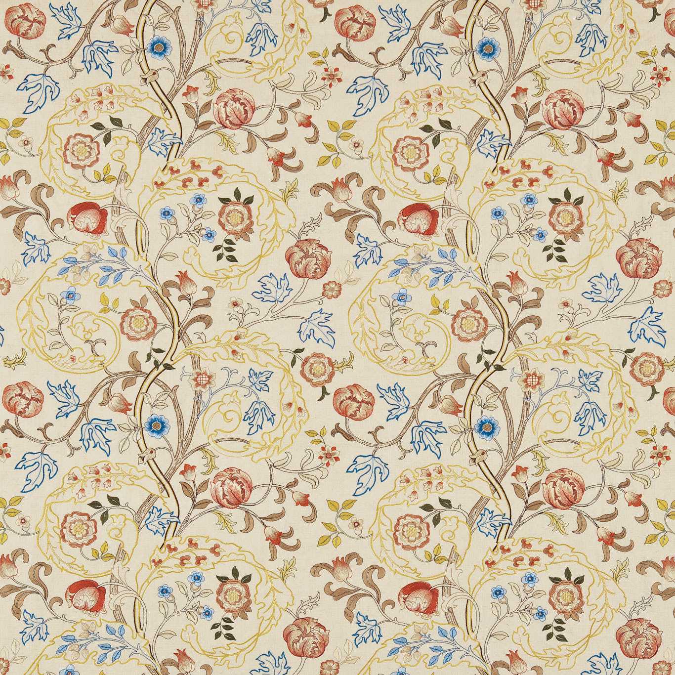 MORRIS & CO Mary Isobel Fabric Contemporary, Floral Russet,Olive   - DM6E230340