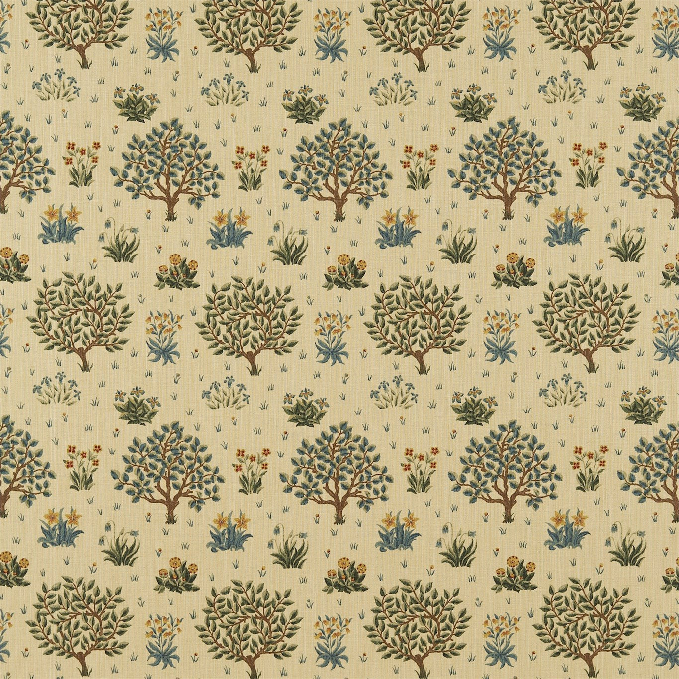 MORRIS & CO Orchard Fabric Leaves , Trees Olive,Gold   - DM6F220305