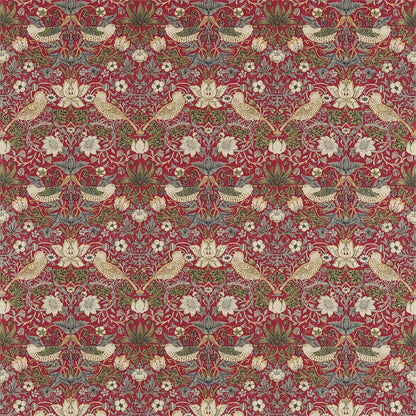 MORRIS & CO Strawberry Thief Fabric Damasks Crimson,Slate   - DM6F220312