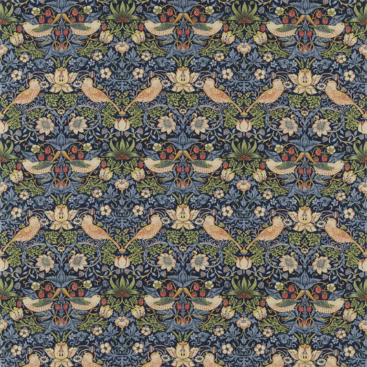 MORRIS & CO Strawberry Thief Fabric Damasks Indigo,Mineral   - DM6F220313