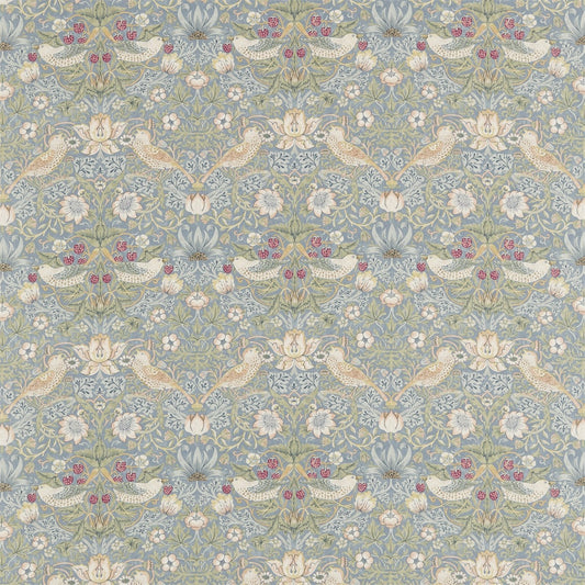 MORRIS & CO Strawberry Thief Fabric Damasks Slate,Vellum   - DM6F220314