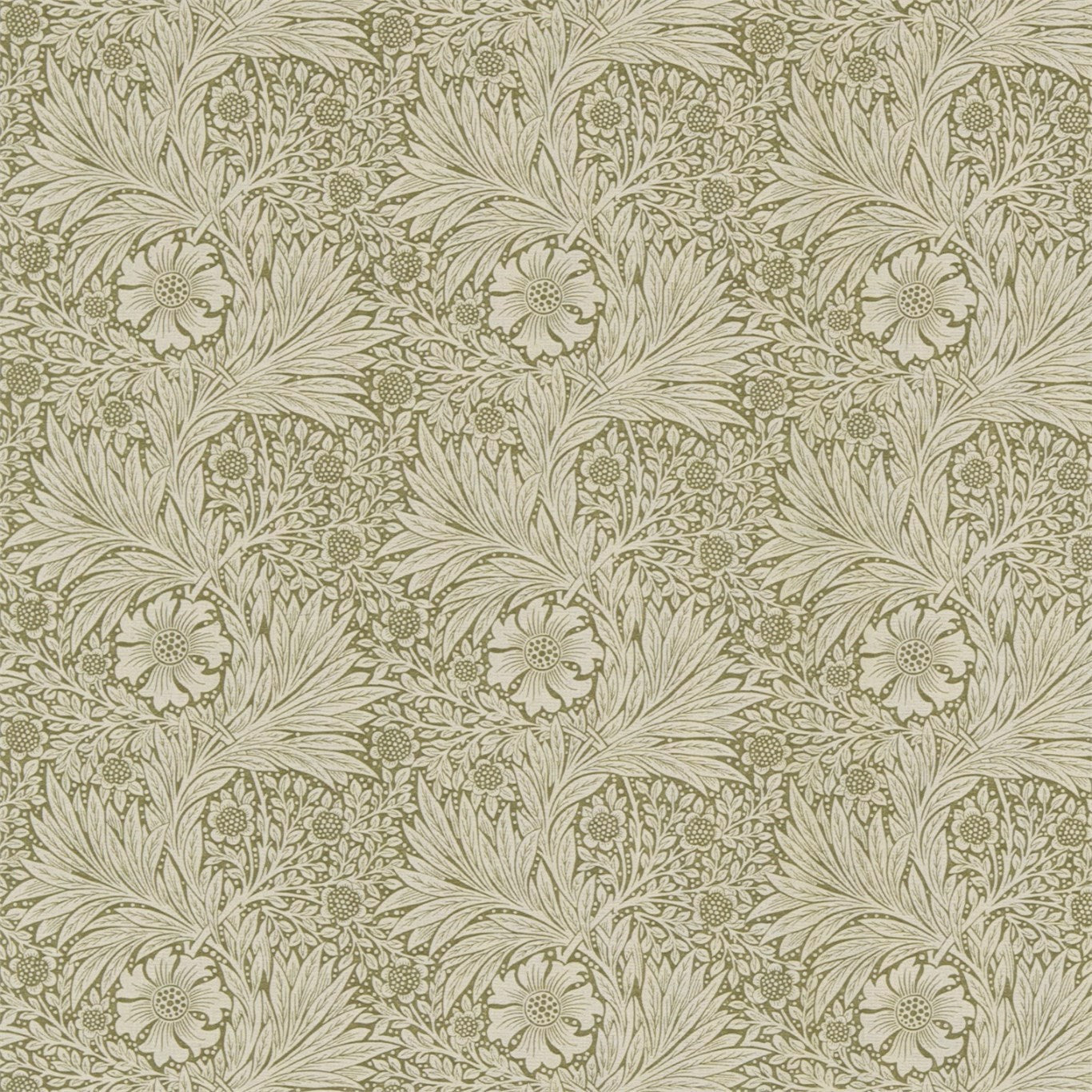 MORRIS & CO Marigold Fabric Contemporary, Floral Olive,Linen   - DM6F220318