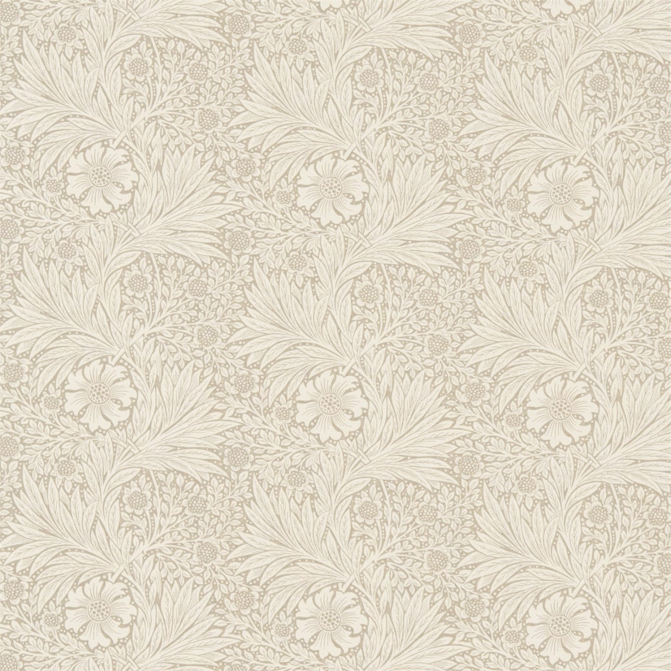 MORRIS & CO Marigold Fabric Contemporary, Floral Linen,Ivory   - DM6F220319