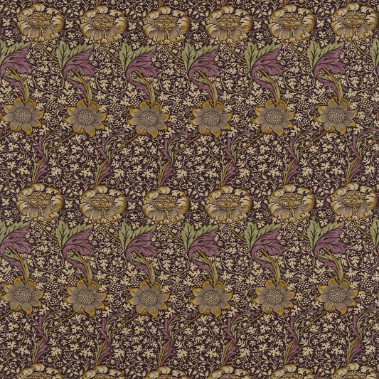 MORRIS & CO Kennet Fabric Contemporary, Floral Grape,Gold   - DM6F220323