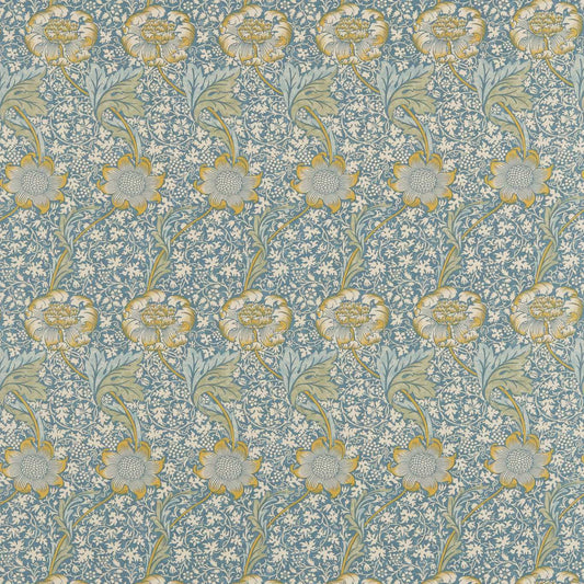 MORRIS & CO Kennet Fabric Contemporary, Floral Sea Blue,Lichen   - DM6F220324