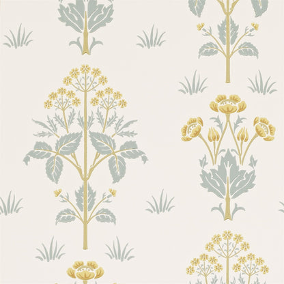 MORRIS & CO Meadow Street Wallpaper Contemporary, Floral Gold,Slate  Surface- Printed Wallpaper - DM6P210349
