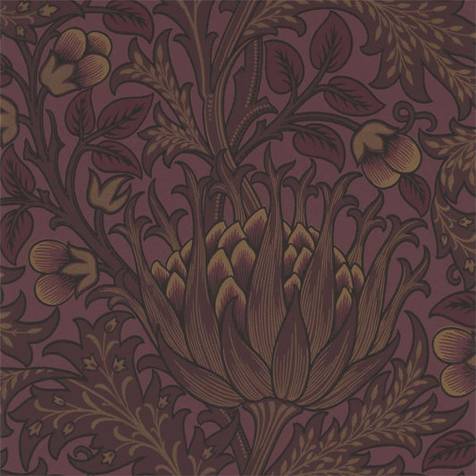 MORRIS & CO Artichoke Wallpaper Classic Floral Wine  Surflex-Printed Wallpaper - DM6P210355