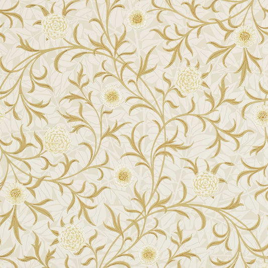 MORRIS & CO Scroll Wallpaper Leaves , Trees Vellum,Biscuit  Surflex-Printed Wallpaper - DM6P210363