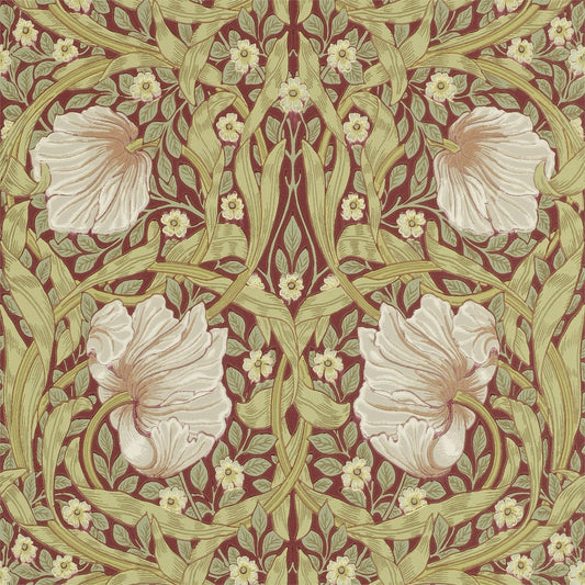 MORRIS & CO Pimpernel Wallpaper Contemporary, Floral Brick,Olive  Surflex-Printed Wallpaper - DM6P210386