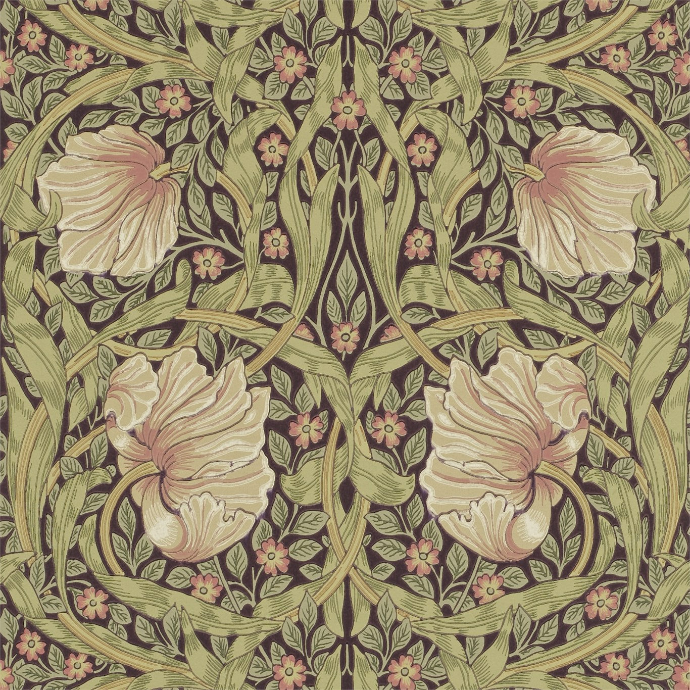 MORRIS & CO Pimpernel Wallpaper Contemporary, Floral Bullrush,Russet  Surflex-Printed Wallpaper - DM6P210387