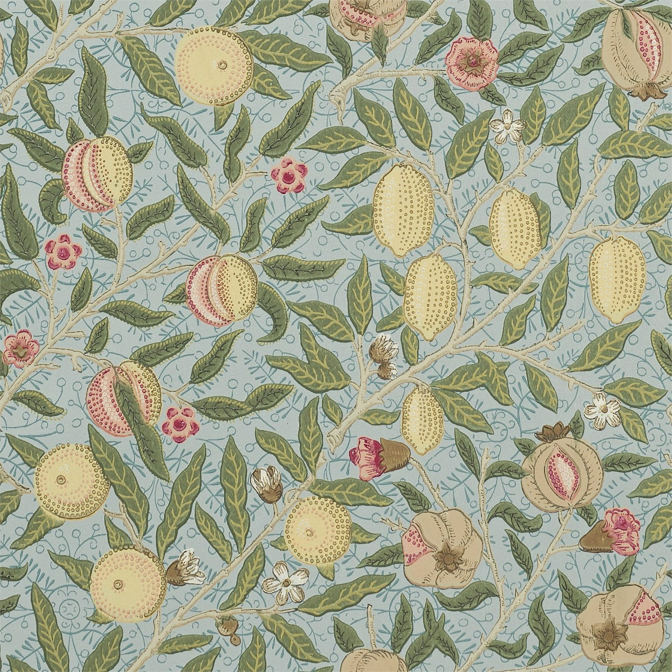 MORRIS & CO Fruit Wallpaper Leaves , Trees Slate,Thyme  Surface- Printed Wallpaper - DM6P210396