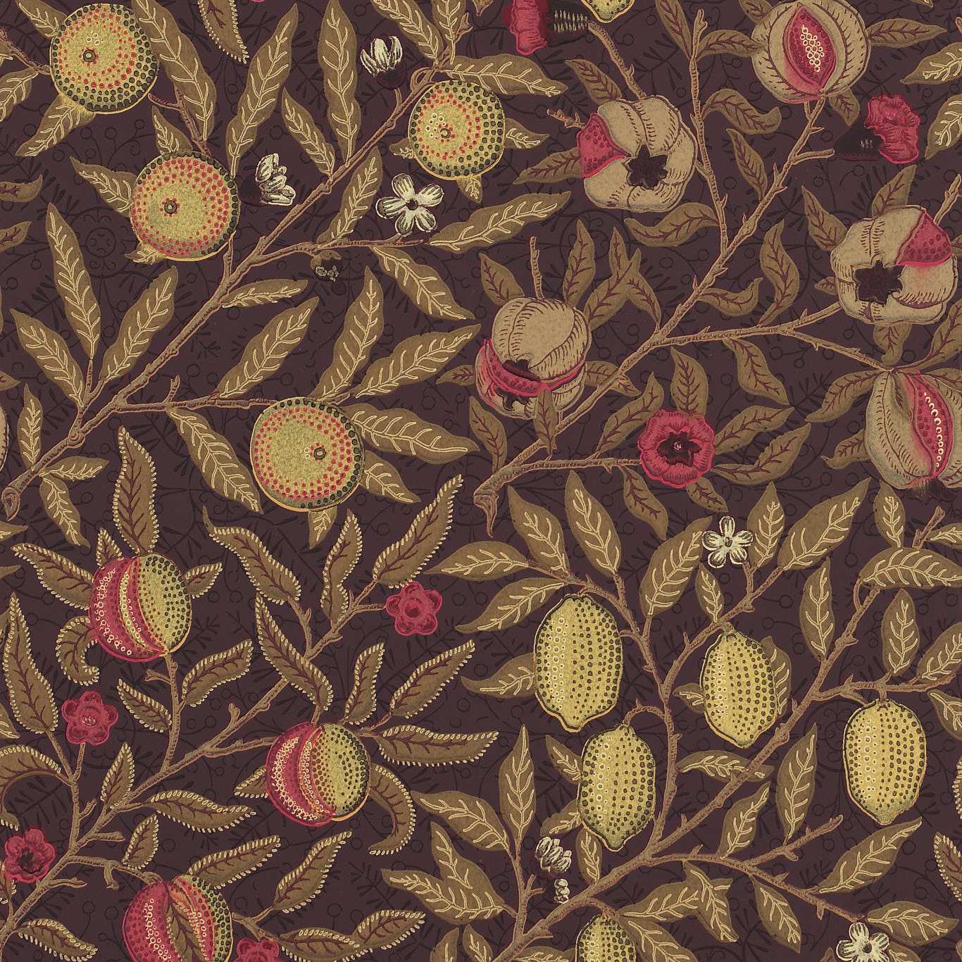 MORRIS & CO Fruit Wallpaper Leaves , Trees Wine,Manilla  Surface- Printed Wallpaper - DM6P210397