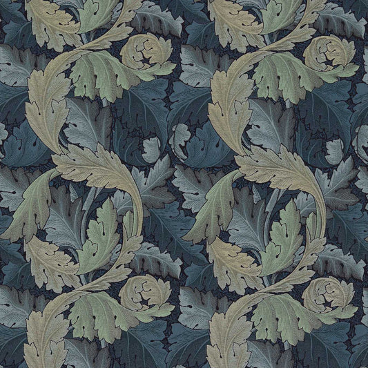 MORRIS & CO Acanthus Tapestry Fabric Leaves , Trees Indigo,Mineral   - DM6W230272