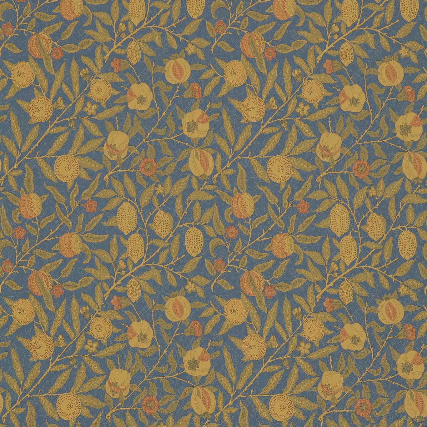 MORRIS & CO Fruit Fabric Leaves , Trees Blue,Thyme   - DM6W230284