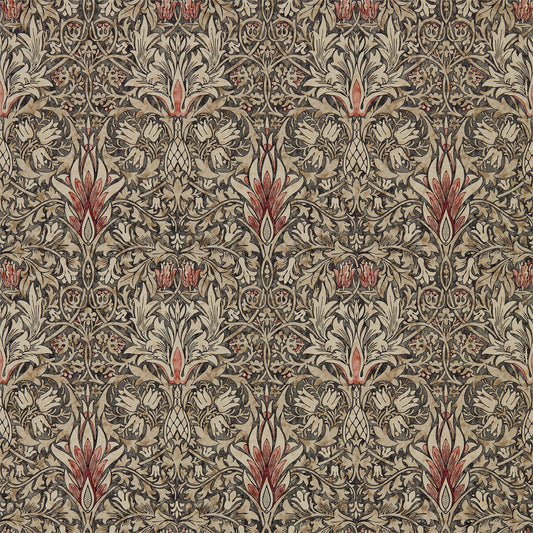 MORRIS & CO Snakeshead Wallpaper Classic Floral Charcoal,Spice  Gravure - Wide Width Printed Wallpaper - DMA4216425