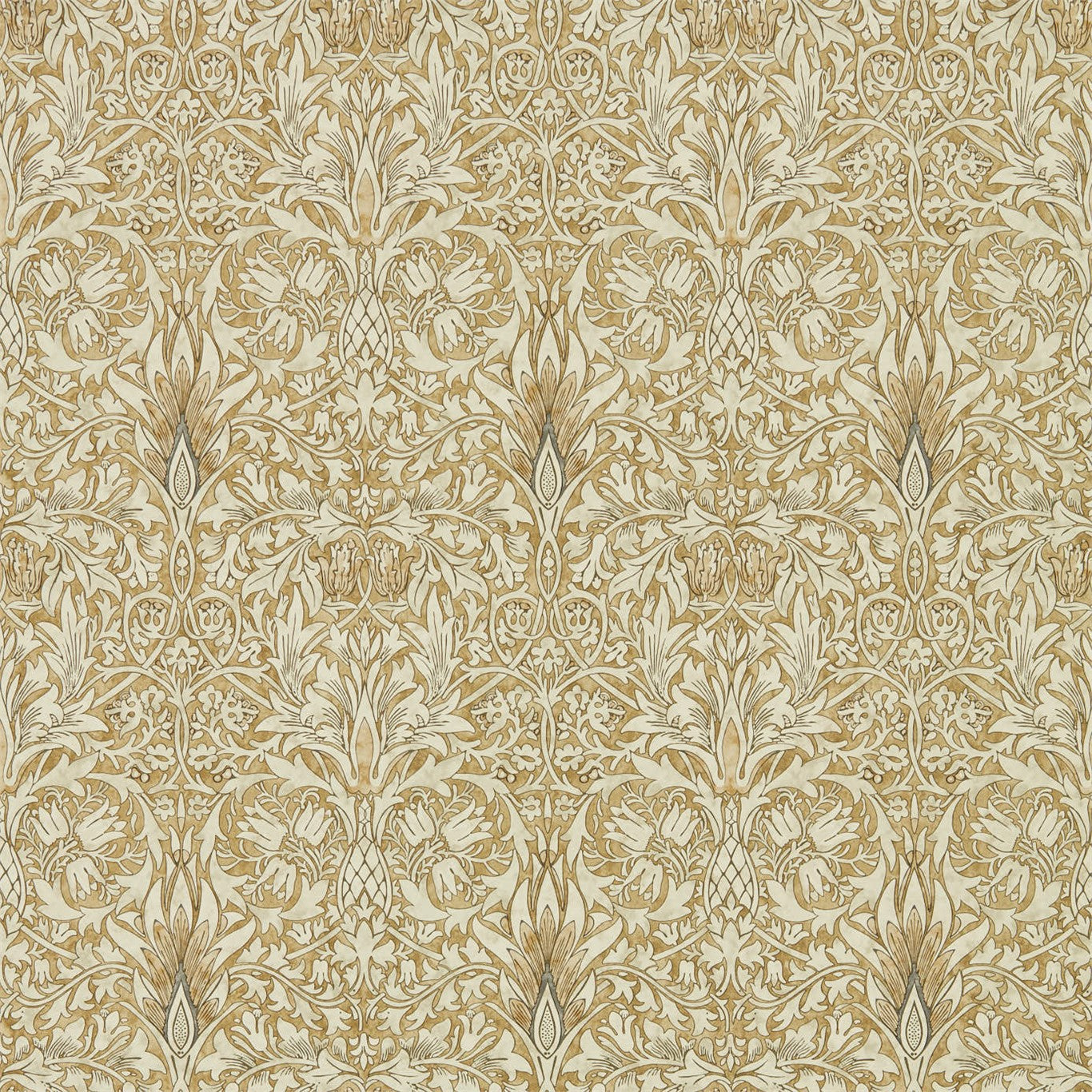 MORRIS & CO Snakeshead Wallpaper Classic Floral Gold,Linen  Gravure - Wide Width Printed Wallpaper - DMA4216429
