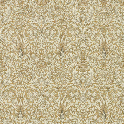 William Morris Snakeshead wallpaper in gold linen colorway featuring intricate floral fritillary pattern, vintage botanical wallpaper design, luxury English wallpaper, classic Arts and Crafts style wallcovering, elegant neutral wallpaper for living room, bedroom accent wall, traditional interior design, high-end designer wallpaper, warm earthy tones, heritage floral pattern, Morris & Co Archive IV Collector collection wallpaper
