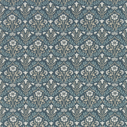 MORRIS & CO Morris Bellflowers  Wallpaper Classic Floral Indigo,Linen  Flexo-Printed Wallpaper - DMA4216436