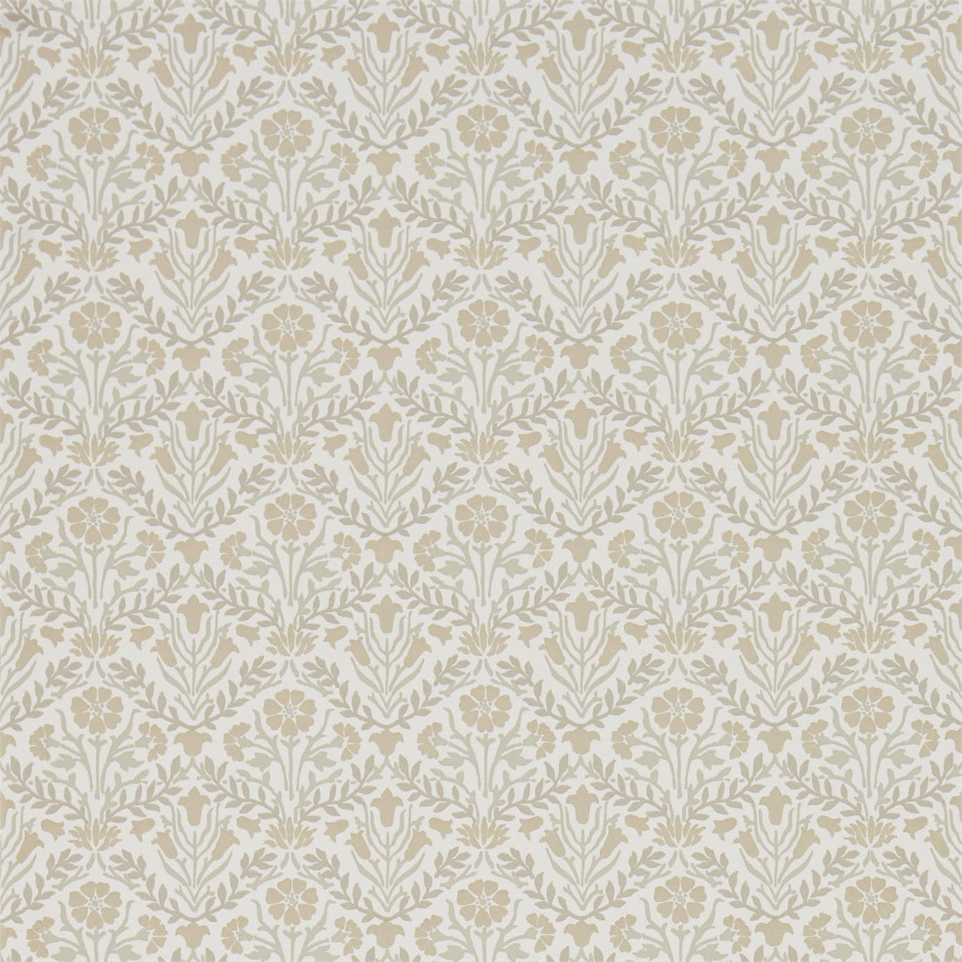 MORRIS & CO Morris Bellflowers  Wallpaper Classic Floral Linen,Cream  Flexo-Printed Wallpaper - DMA4216437