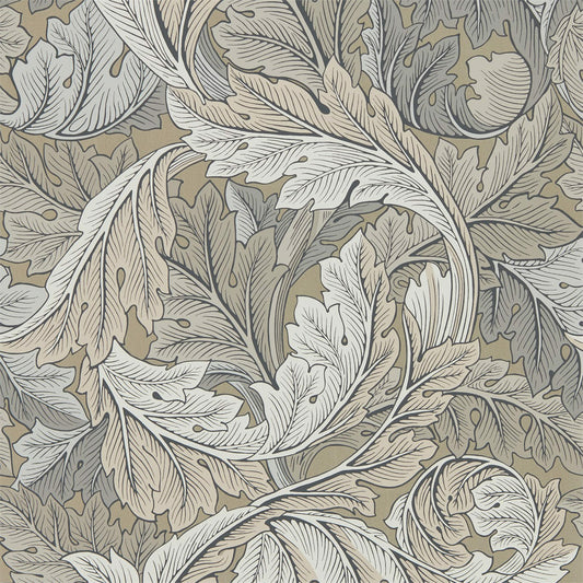 MORRIS & CO Acanthus Wallpaper Leaves , Trees Manilla,Stone  Rotary Printed Wallpaper - DMA4216441