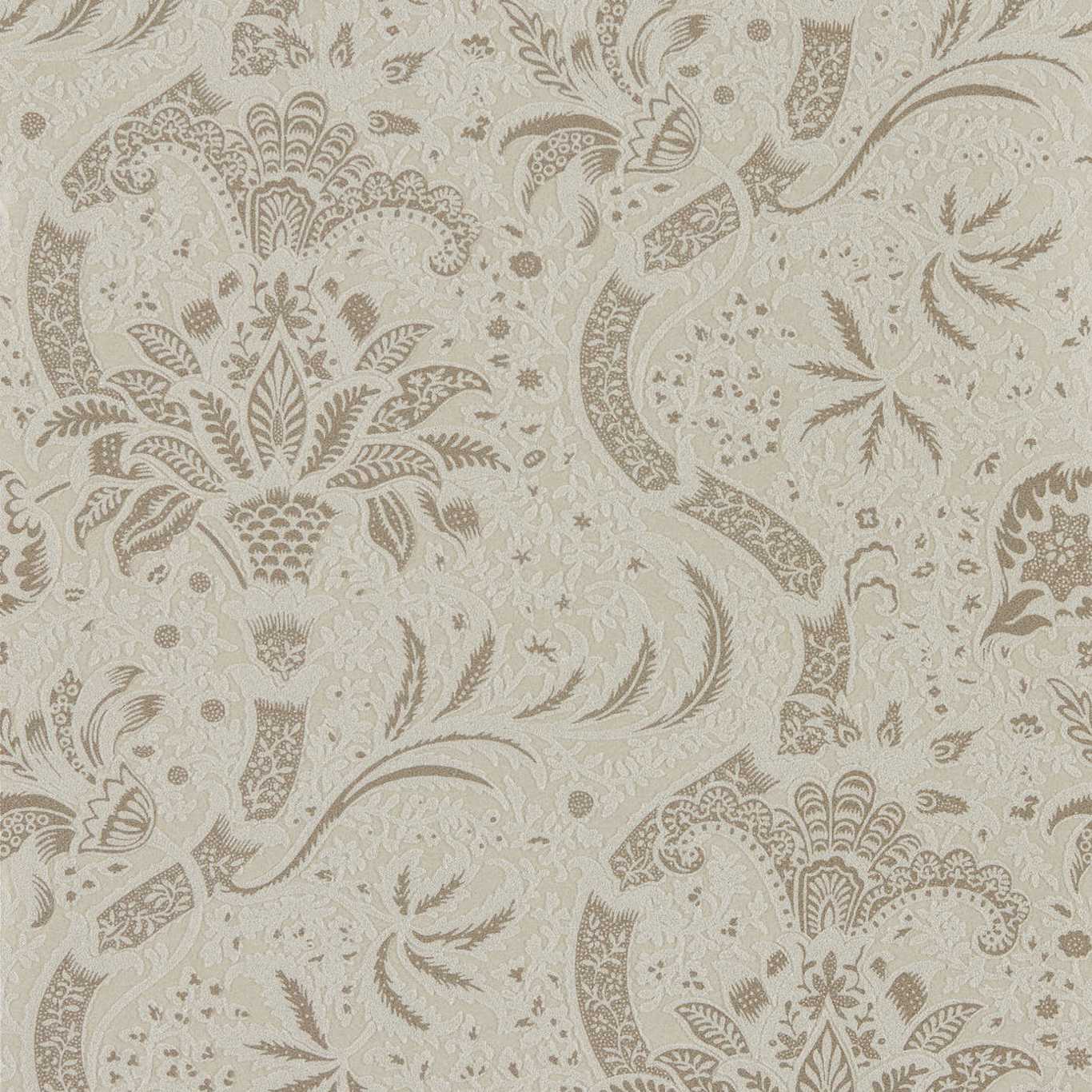 MORRIS & CO Indian (Beaded) Wallpaper Classic Floral Stone,Linen  Rotary Printed Wallpaper - DMA4216443