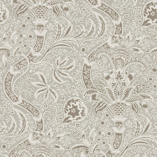MORRIS & CO Indian Wallpaper Classic Floral Grey,Pewter  Rotary Printed Wallpaper - DMA4216444