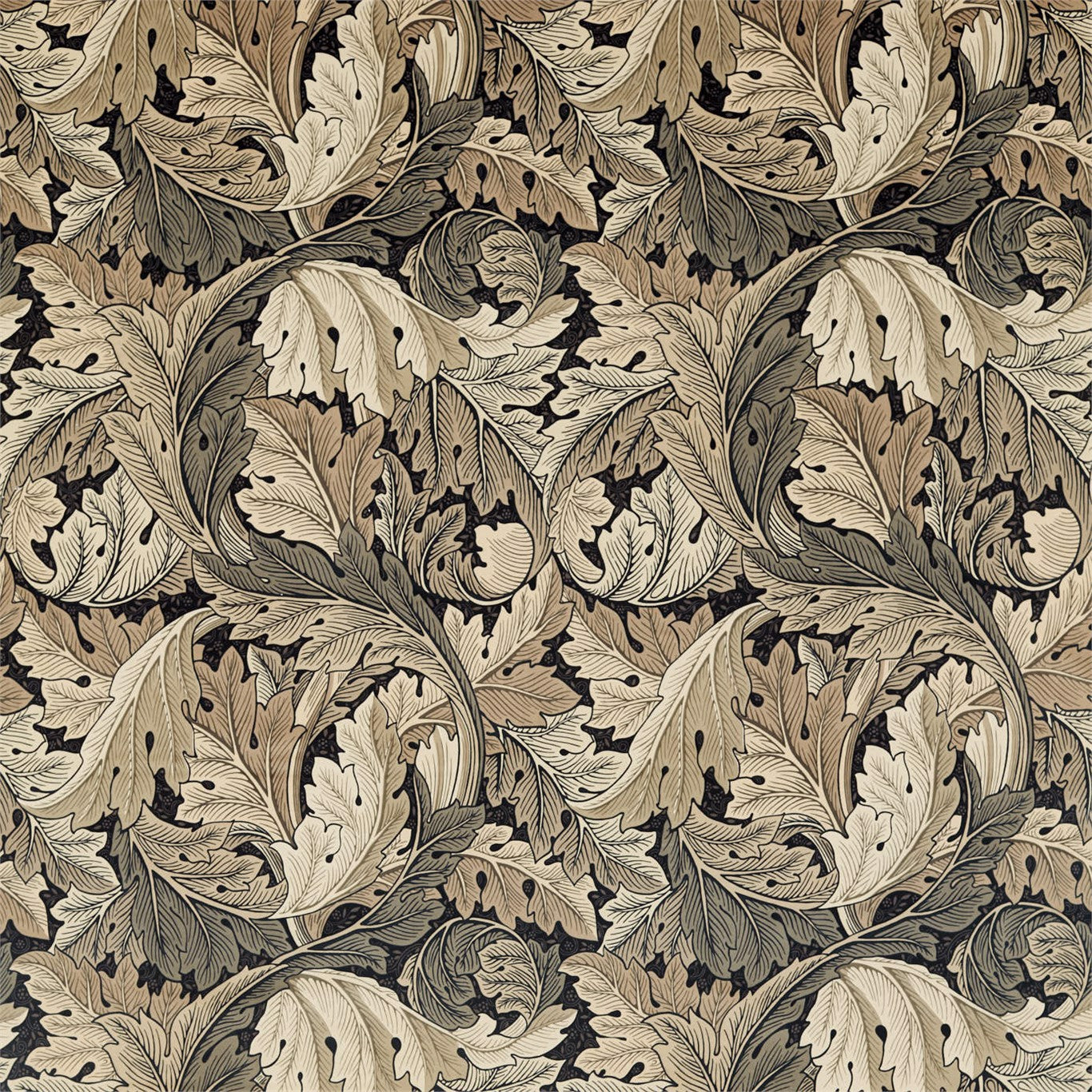 MORRIS & CO Acanthus Fabric Leaves , Trees Charcoal,Grey   - DMA4226399