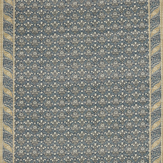 MORRIS & CO Morris Bellflowers Fabric Classic Floral Indigo,Sage   - DMA4226403