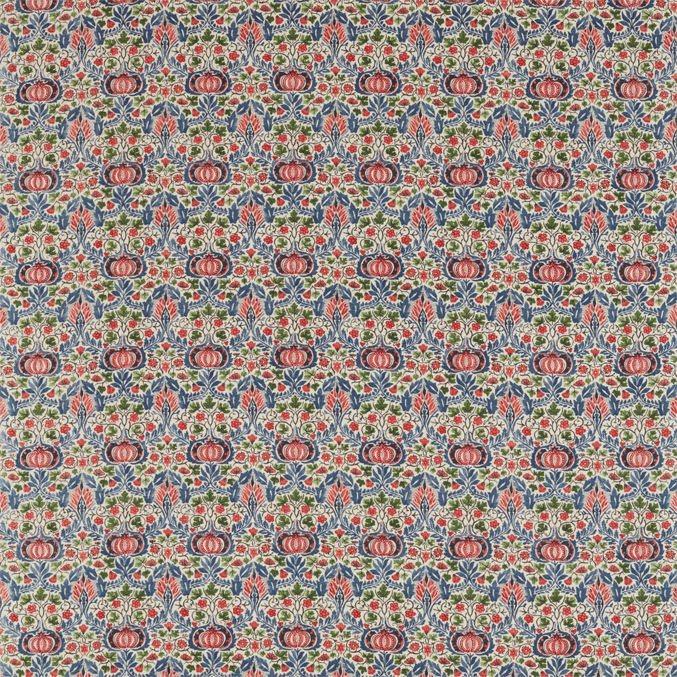 MORRIS & CO Little Chintz Fabric Classic Floral Indigo,Carmine   - DMA4226407