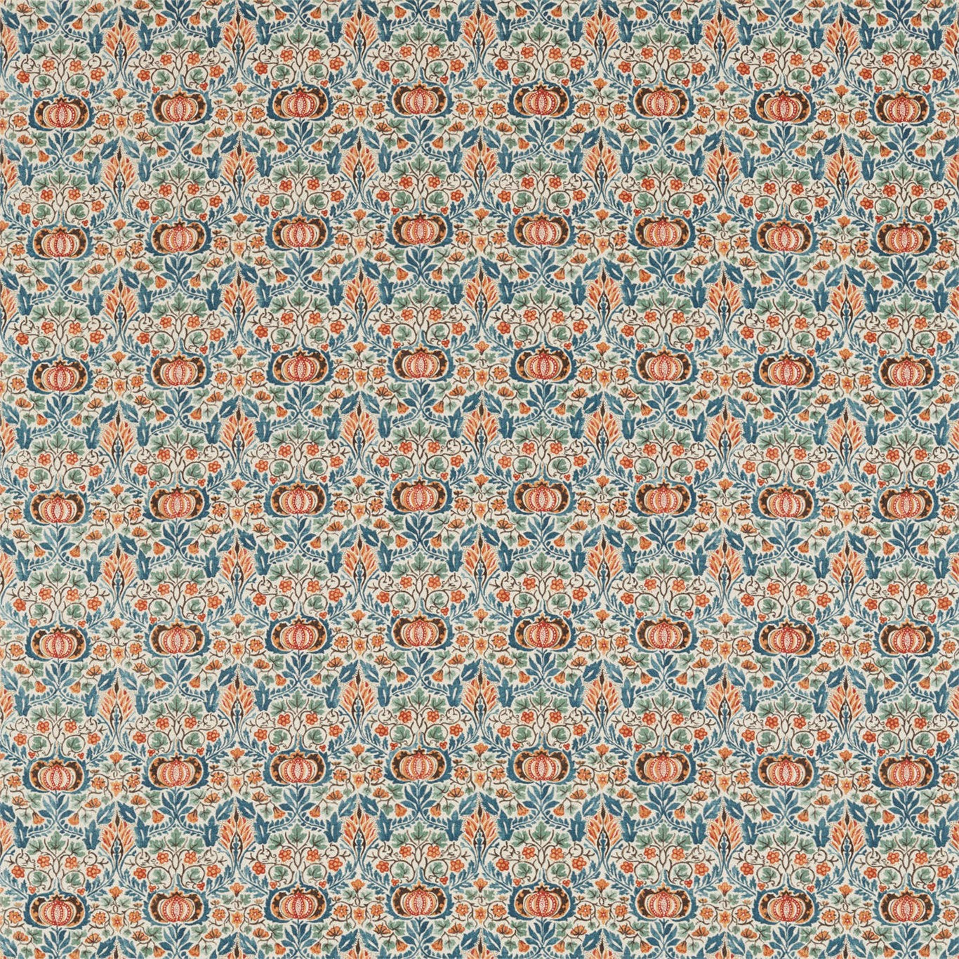 MORRIS & CO Little Chintz Fabric Classic Floral Teal,Saffron   - DMA4226409