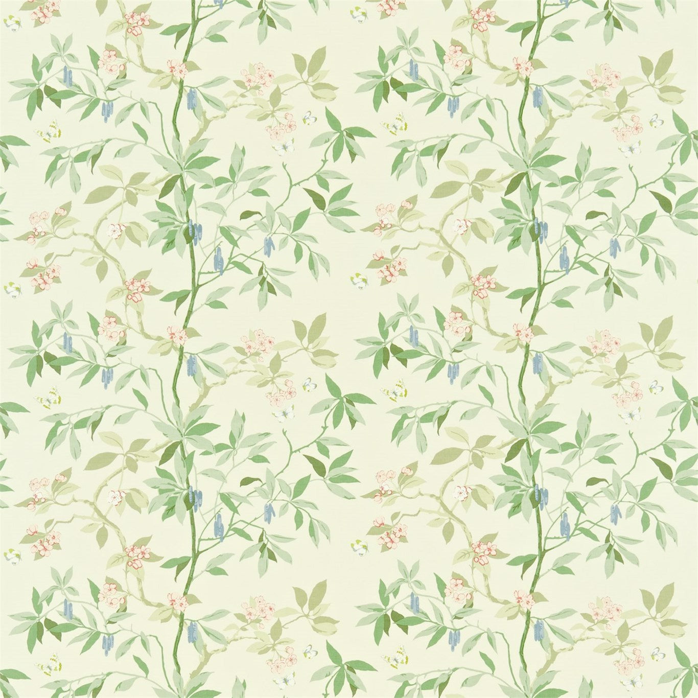 SANDERSON OUTLET Cherry Bough Fabric Classic Floral Rose, Cream   - DMAY221946