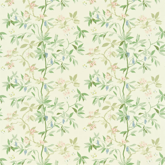 SANDERSON OUTLET Cherry Bough Fabric Classic Floral Rose, Cream   - DMAY221946