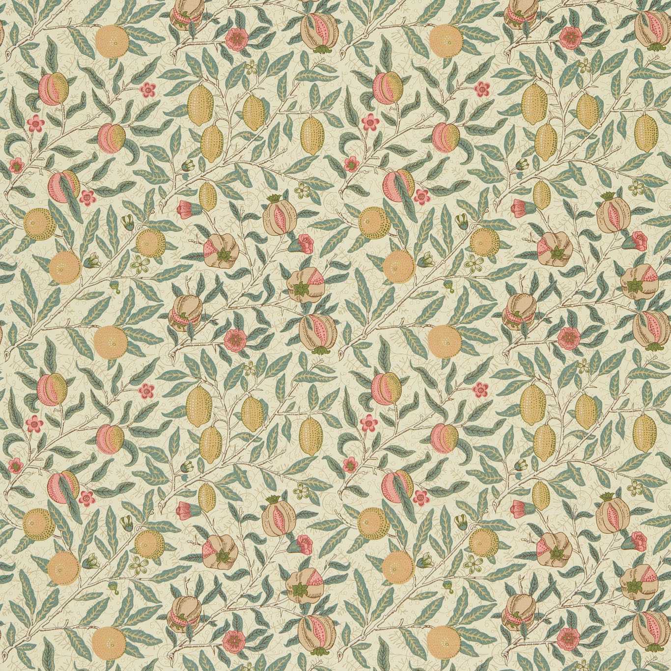 MORRIS & CO Fruit Fabric Leaves , Trees Willow Green,Slate   - DMC1FU205