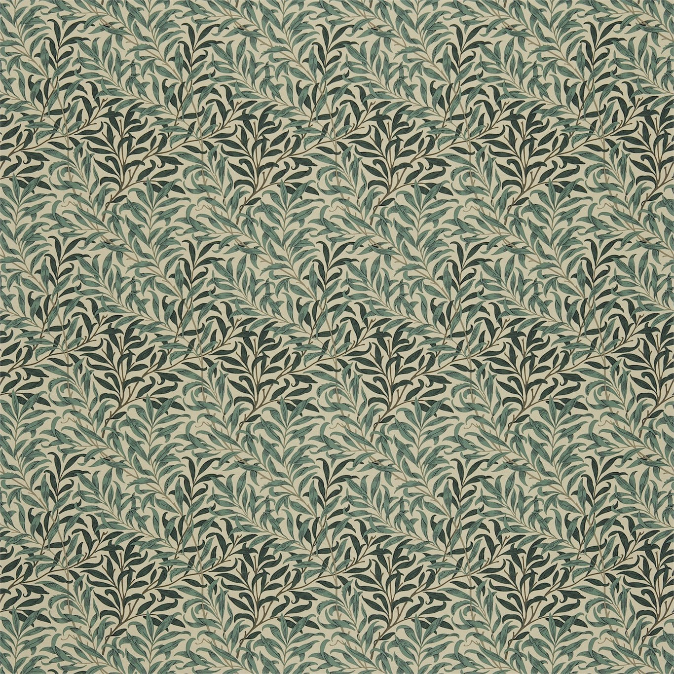 MORRIS & CO Willow Bough Minor Fabric Leaves , Trees Bottle Greens   - DMC1WB209