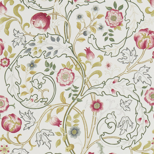 MORRIS & CO Mary Isobel Fabric Contemporary, Floral Pink,Ivory   - DMCOMA204