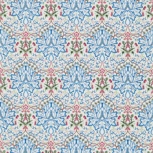 MORRIS & CO Artichoke Fabric Classic Floral Peacock,Cream   - DMEM234545