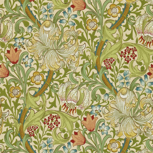 MORRIS & CO Golden Lily Wallpaper Leaves , Trees Pale Biscuit  Surface- Printed Wallpaper - DMI1G3102