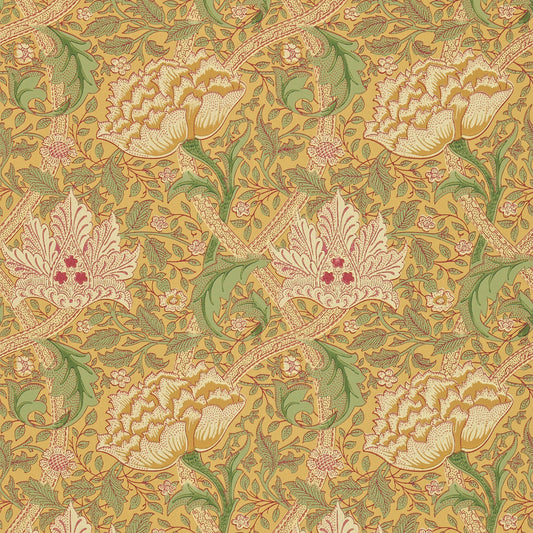 MORRIS & CO Windrush Wallpaper Classic Floral Gold,Thyme  Surface- Printed Wallpaper - DMI1W6102