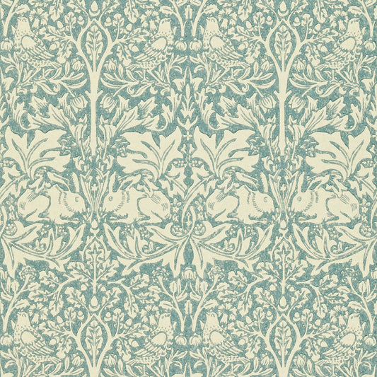 MORRIS & CO Brer Rabbit Wallpaper Damasks Slate,Vellum  Surface- Printed Wallpaper - DMORBR103