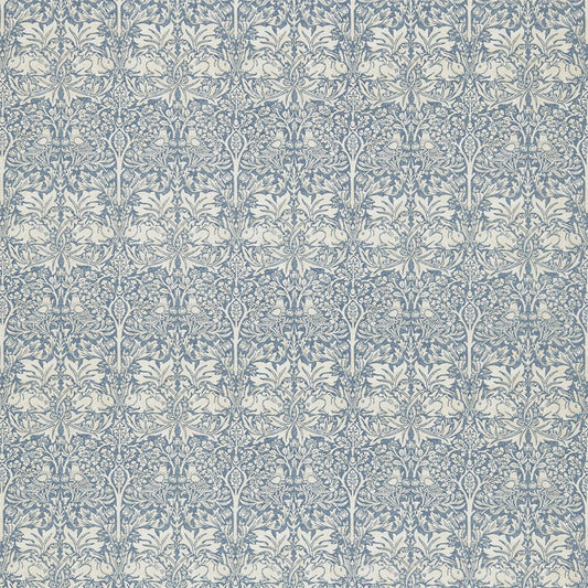 MORRIS & CO Brer Rabbit Fabric Damasks Slate,Vellum   - DMORBR202