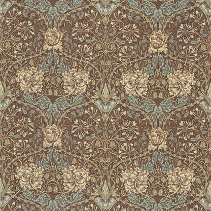 MORRIS & CO Honeysuckle & Tulip Fabric Damasks Bullrush,Slate   - DMORHO201