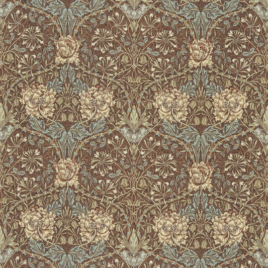 MORRIS & CO Honeysuckle & Tulip Fabric Damasks Bullrush,Slate   - DMORHO201