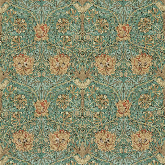 MORRIS & CO Honeysuckle & Tulip Fabric Damasks Privet,Honeycomb   - DMORHO202