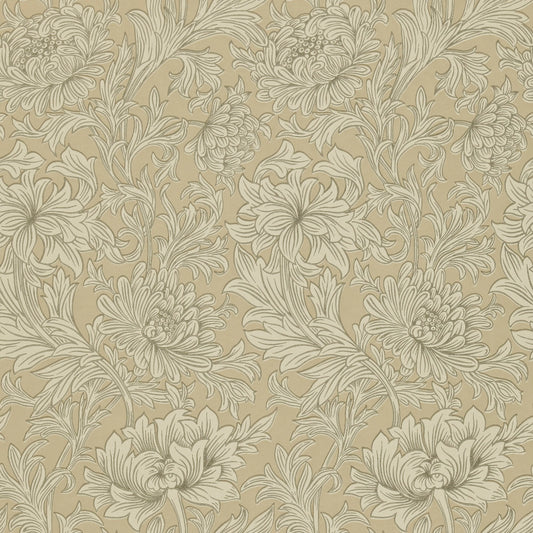 MORRIS & CO Chrysanthemum Toile Wallpaper Contemporary, Floral Ivory,Gold  Surflex-Printed Wallpaper - DMOWCH103