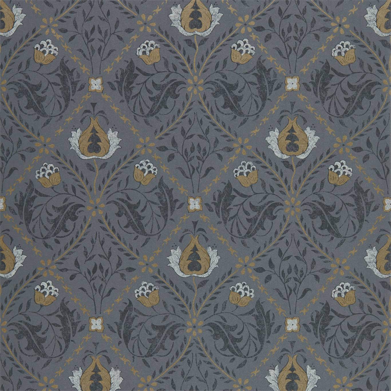 MORRIS & CO Pure Trellis Wallpaper Classic Floral Black Ink  Gravure Printed Wallpaper - DMPN216527