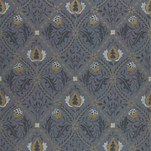 MORRIS & CO Pure Trellis Wallpaper Classic Floral Black Ink  Gravure Printed Wallpaper - DMPN216527