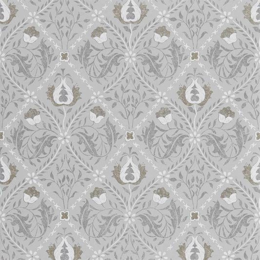 MORRIS & CO Pure Trellis Wallpaper Classic Floral Lightish Grey  Gravure Printed Wallpaper - DMPN216528