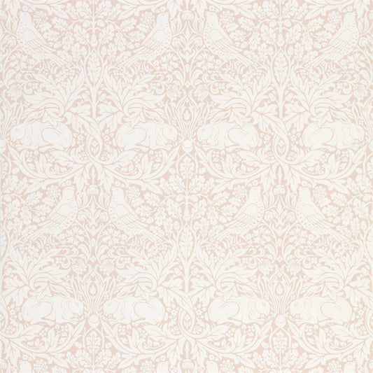 MORRIS & CO Pure Brer Rabbit  Wallpaper Animals Faded Sea Pink  Rotary Wide Width Printed Wallpaper - DMPN216533